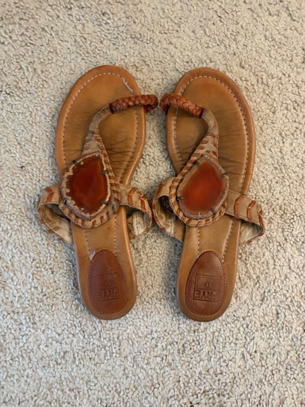 Frye Braided Leather Toe-Post Sandals - Cognac Brown
